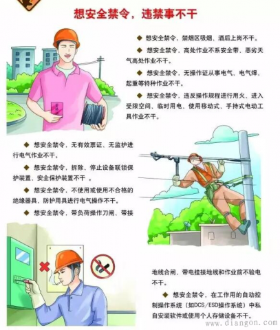 電工作業(yè)六想六不干安全宣傳漫畫(huà) 