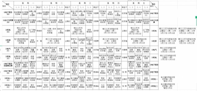 2020-2021學(xué)年第一學(xué)期班級課程安排表 